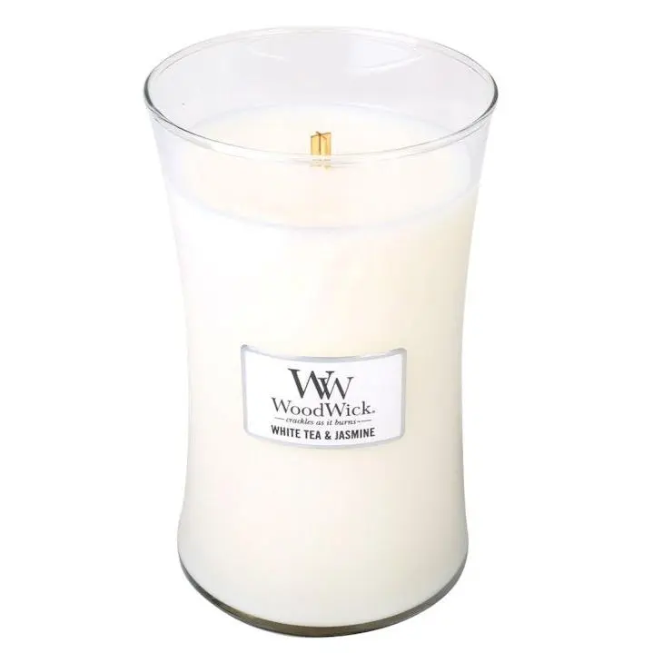WHITE TEA JASMINE WoodWick 22oz Large Jar Candle Burns 180 Hours