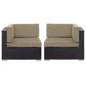 Modway Gather Corner Sectional Outdoor Patio Set of Two in Espresso Mocha
