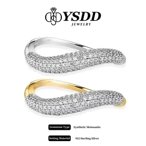 【#585】Stylish Wavy Stacking Band/Wedding Band vvs Synthetic Moissanite Rings in 925 Sterling Silver