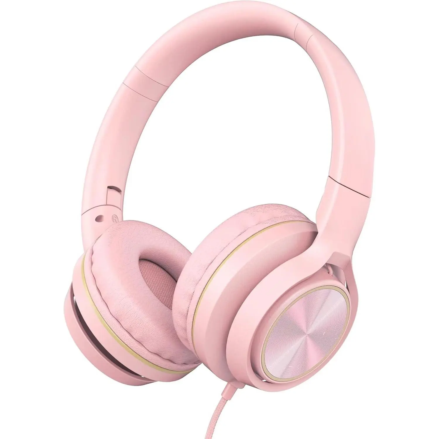 F-HPS10  S9 Wired Headphones with Microphone for School,On-Ear Headphones for Girls Boys,Folding Lightweight and 3.5mm Audio Jack Headset for Phone, Ipad,Tablet, PC, Chromebook (Pearl Pink)
