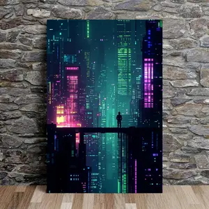 1pc Cyberpunk Night Cityscape Canvas Poster