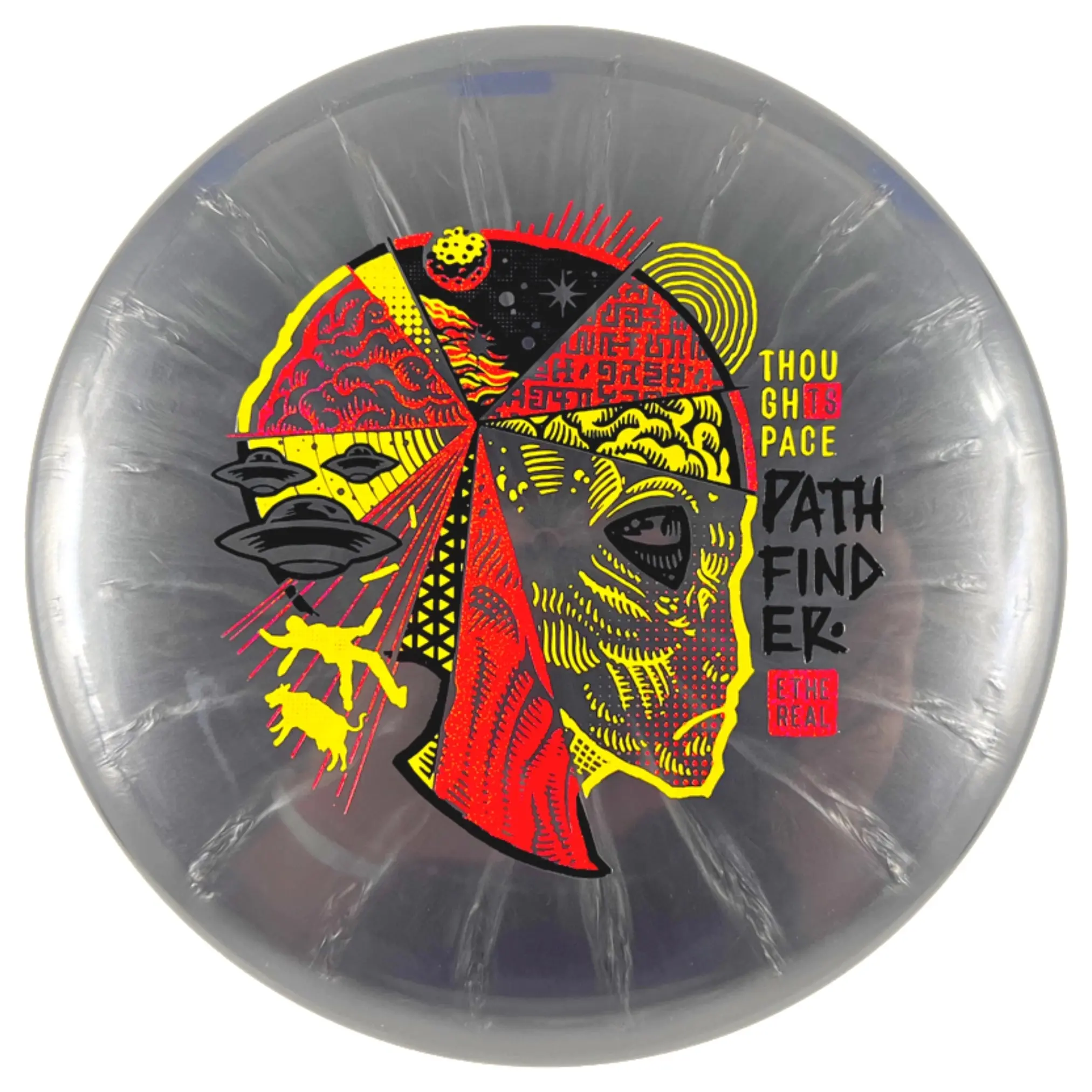 Ethereal Nebula Durable Beadless Midrange Disc Golf Disc for All Skill Levels - Premium Plastic with Metallic Decorative Swirls, 21.5cm, Bursty Patterns, Stable Flight, Metallic Swirls