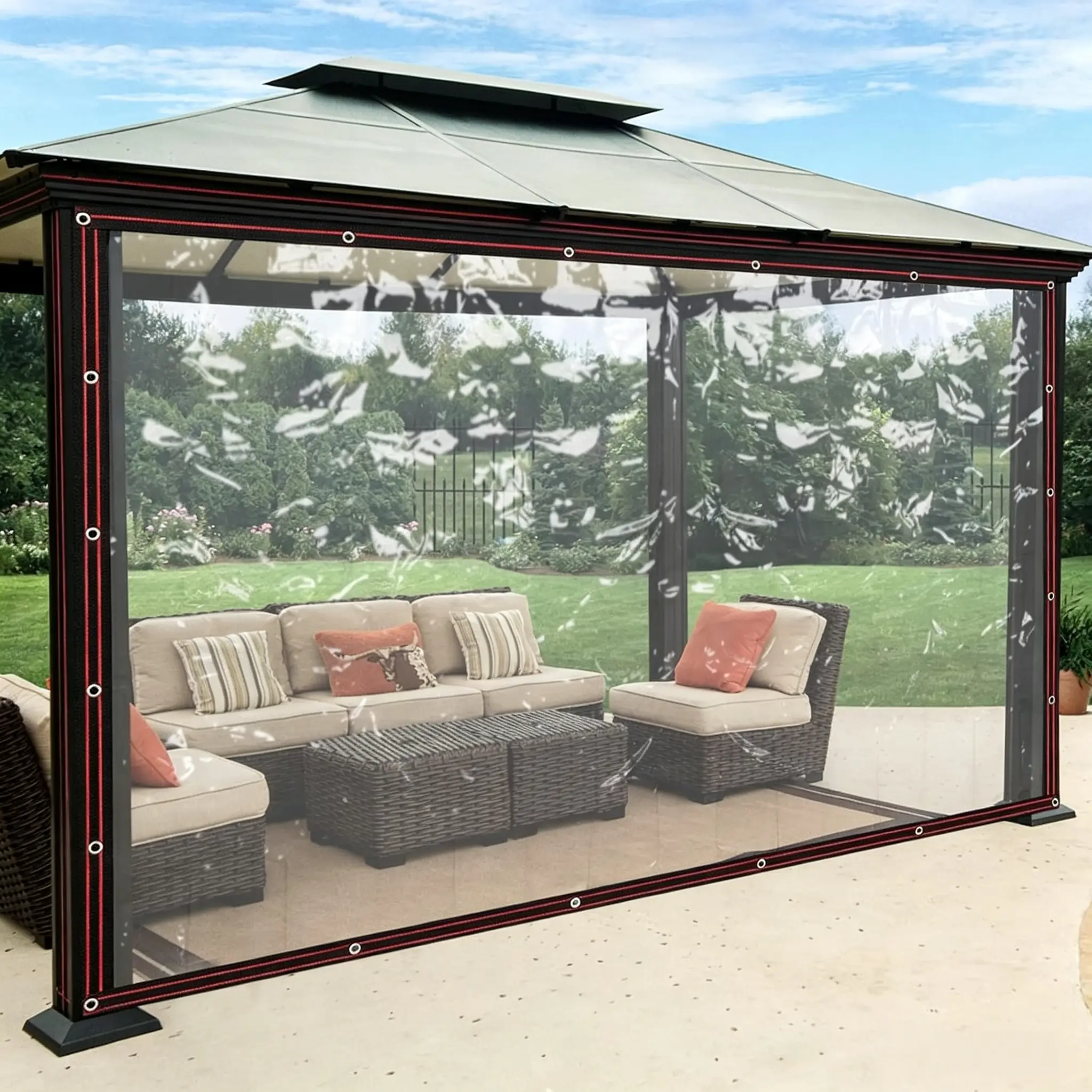 8x10 FT Heavy Duty Waterproof Clear Tarp with Reinforced Grommets, Durable Vinyl Sheeting for Gardening, Chicken Coops and Outdoor Camping
