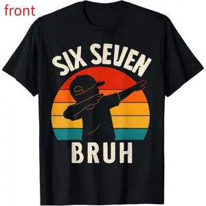 NO.BRAND Men's Round Neck Short-Sleeve Cotton T-Shirt - Soft Natural Menswear, 6 7 Dabbing Numbers Bruh Meme Funny Design, Casual T-Shirts, Sports Streetwear Top