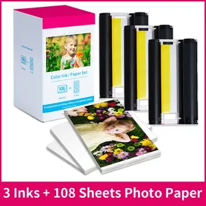 KP108 Photo Paper Ink Cartridge Canon SELPHY CP1500 CP1300 CP1200 CP900 CP800 Compact Printer Kit Ink Cartridge Refills for KP-108IN RP-108, Ink and Paper (for 108 prints)