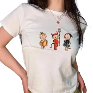 [Sale Up To 40%] Kewpie Halloween Baby Tee, Y2k Vintage Retro Top, Trending 90s Tee, Spooky Halloween Shirt, Cute Women's Tee