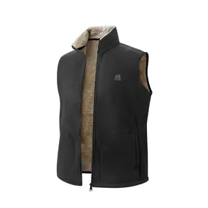 Men's Winter Outdoor Fleece Vest Sleeveless Jacket Thickly Padded Lined with Fleece Embroidered Front Chest Zip Front Closure for Outdoor Activities and Casual Wear Army Costume Knitted Turtleneck Stylish