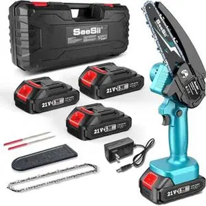 SEESII Mini Chainsaw 4Inch/6Inch, Handheld Electric Power Chain Saw with Battery for Tree Trimming Wood Cutting,Gifts for Father, Dad, Husband, Men CS600B #TikTokShopBlackFriday