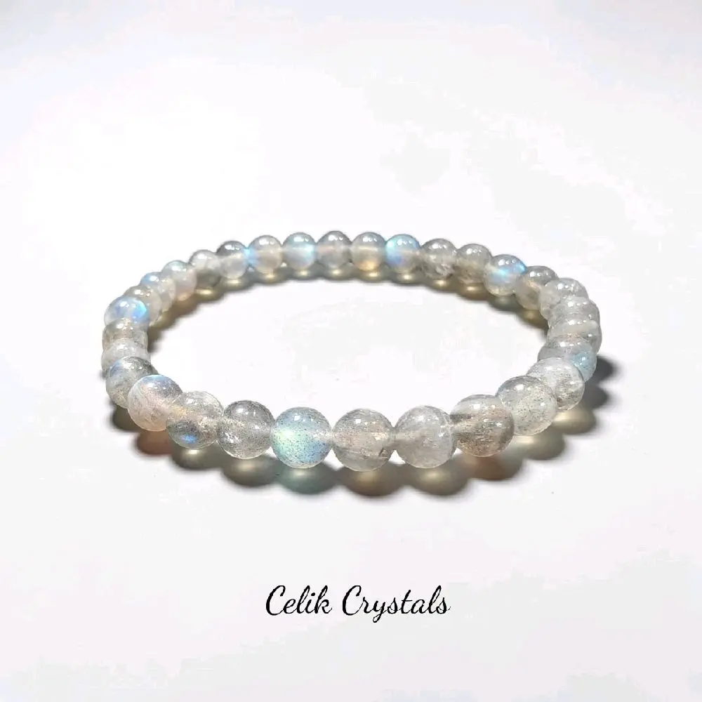 Celik Crystals AAA Quality Handmade Labradorite Crystal Beaded Bracelet - Unisex Stretch Healing Bracelet with Natural Stones, 6mm/8mm/9.3-9.5mm, Healing Crystal Bracelet