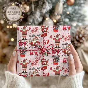 PINK Wrapping Papers, 67 Meme Funny Christmas Gift Wrap for Kids, Childrens Brain Rot, Funny Gift Idea, Holiday Wrapping Roll, Unique Gift