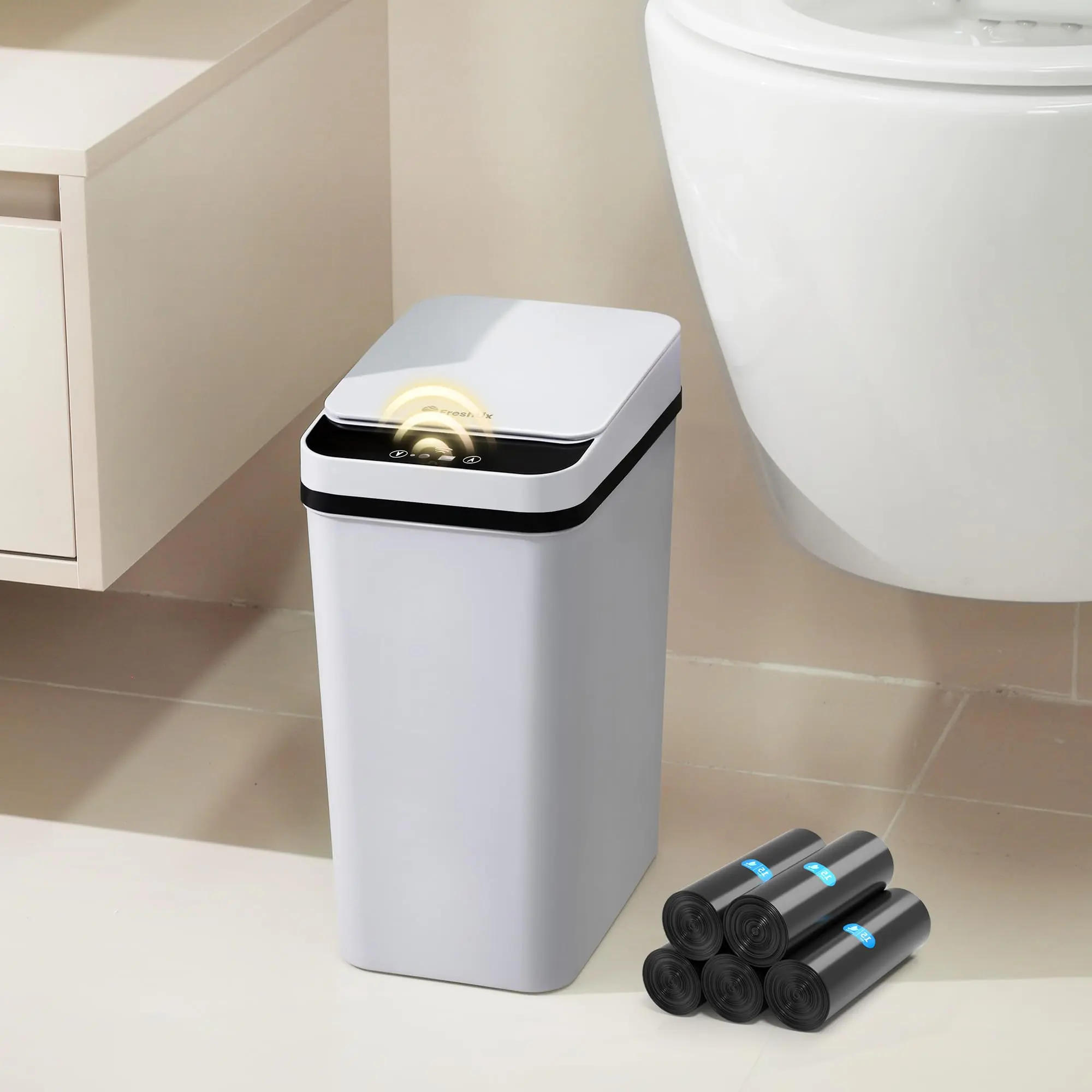 Smart Sensor Trash Can 12L – Touchless Automatic Garbage Bin with Motion Sensor, Modern Minimalist Design | Slim, Space-Saving & Hygienic Waste Bin for Kitchen, Bathroom, Bedroom, Office & Home
