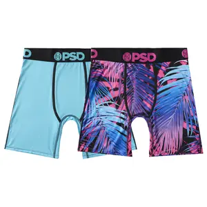 PSD Mens Palm Vice Boxer Brief 2 Pack - Standard Length 7 Inch Inseam, Soft and Breathable Poly Blend Fabric