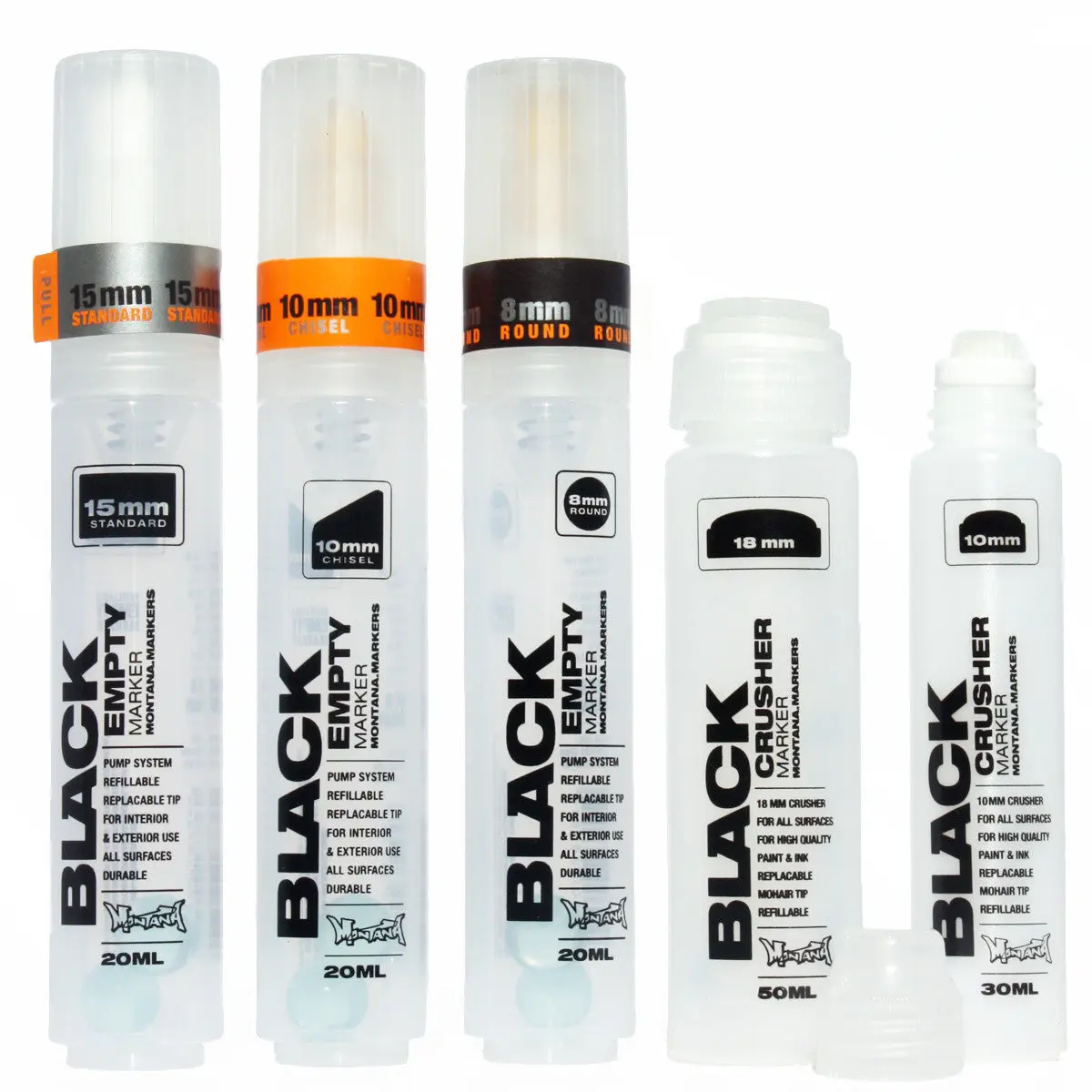 Montana BLACK Empty Refillable Marker Set of 5