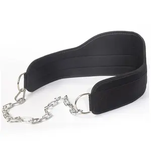 Dip Belt for Weightlifting, Gym Workout Pull Ups Belt with Chain, Neoprene Waist Dip Belt for Crossfit, Squat, Training, Fitness