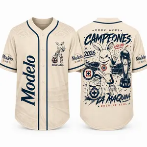 Cruz Azul Campeones Baseball Jersey, Modelo Mexico Soccer Shirt, Liga MX Bunny Mascot Streetwear Jersey Unisex Open for sale!