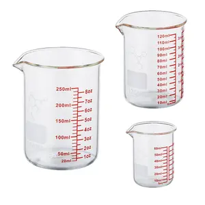 High Borosilicate Glass Measuring Cup Set - V-Shaped Spout, 60ml, 120ml, 250ml - Includes 60ml, 120ml, 250ml - Easy to Read, Dishwasher Safe