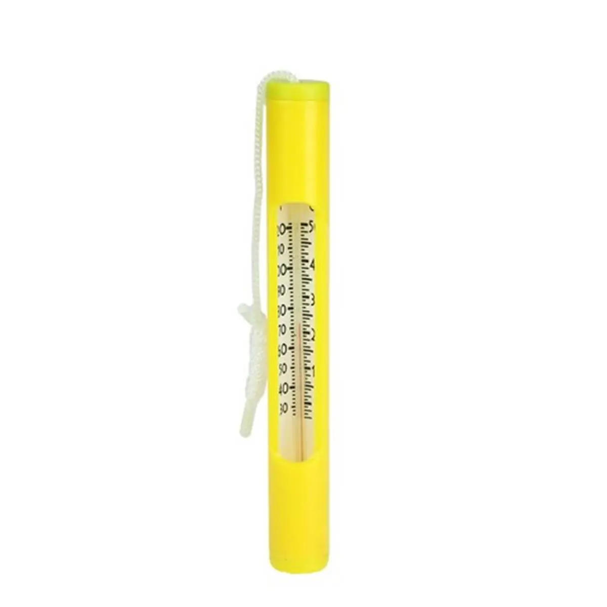 Northlight Round Floating Swimming Pool Thermometer, 6.75" Shatter-Resistant Plastic Design, Yellow, Dual Scales (°F & °C) Reading, Durable Nylon Anchoring Cord, Celsius
