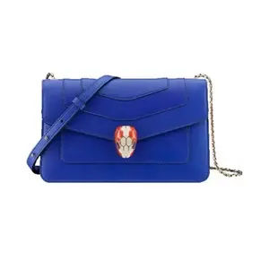 Pre-owned Bvlgari WOC blue enamel snake head chain bag