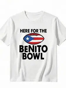 HERE FOR THE BENITO BOWL-Benito Bowl Graphic Print Round Neck Tee, Unisex Casual Streetwear Fitted Shirt, Perfect Gift for Benito Bowl Fans, Ideal for Game Day Events