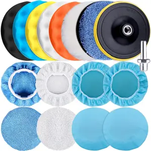 17 count 7 Inch Buffing Pads  Polishing Pad Wax Buffer Polish Pads Bonnets  Polishing Buffing Pad Buffer Attachment for Drill