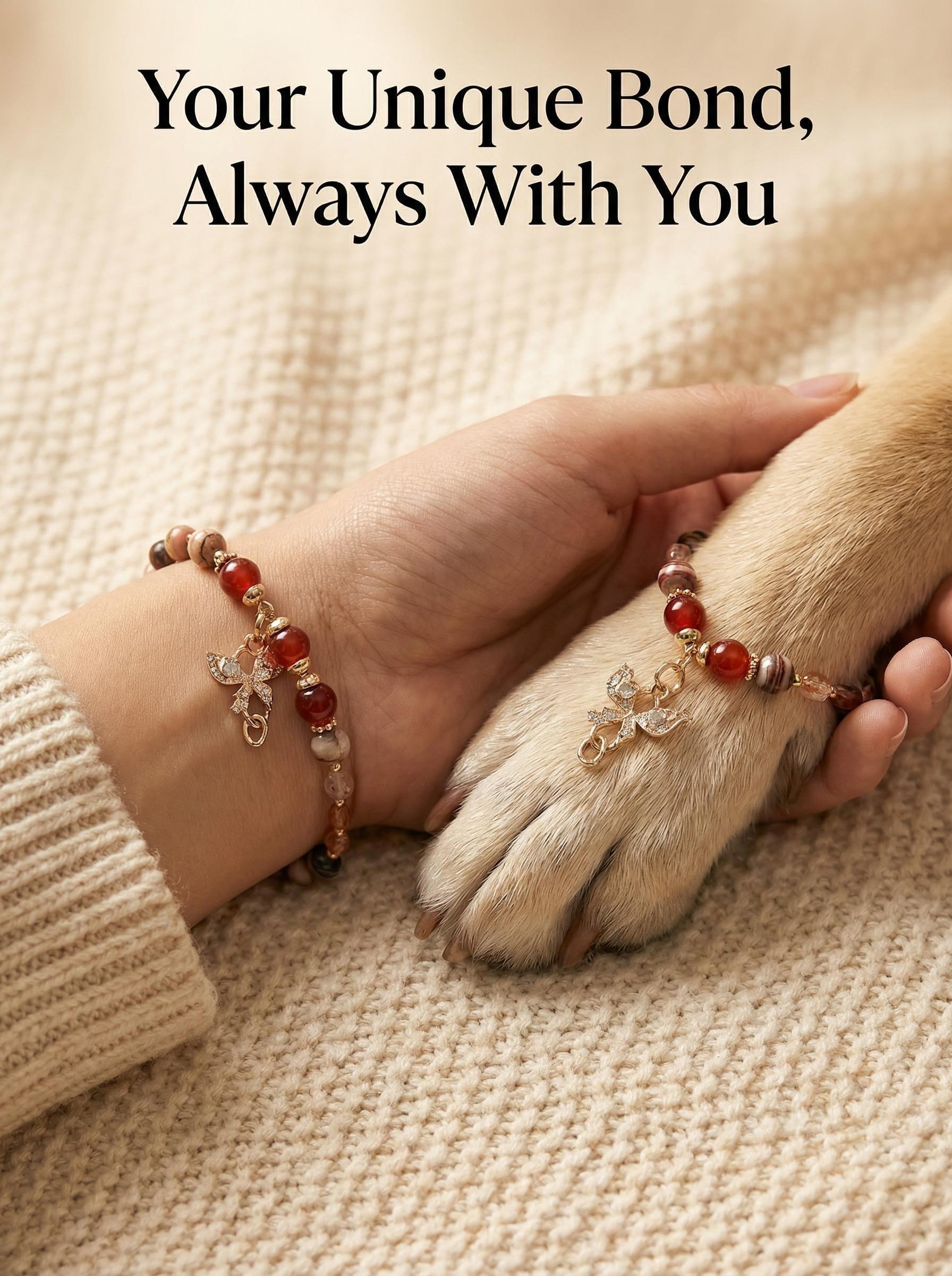 Butterfly Fur Mark Matching Jewelry Set Bracelet And Pet Necklace With Butterfly Detail