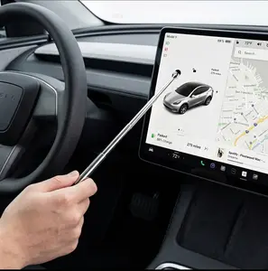 Telescopic Car Screen Stylus Pointer, 33.5" Extendable Touch Screen Stick with Scratch-Free Flocked Tip, Anti-Roll Faceted Barrel & Lanyard, Long Reach Stylus for Center Console, Dashboard & Rear Seat Fathers Day Gift