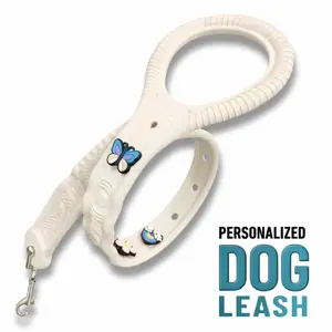 PYNZ Leash Nelly Coconut Lightweight Durable EVA Waterproof Non-Slip Grip Tangle-Free Customizable with PetPYNZ Charms Secure Alloy Snap Hook Personalized Dog Leash for Casual Strolls and Bold Adventures