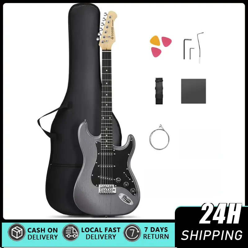 39” Unisex Beginner Electric Guitar (DST-80) All-Inclusive Kit - Classic SSS Pickup, Amplifier, Gig Bag, Tuner, Capo, Strap, Picks, Black Pickguard, Free Online GST Access, Chord Shaping, Learn and Play, Comfortable Playing