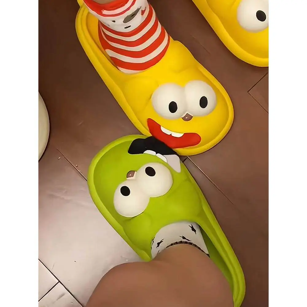 Women's Soft Big-Eyed Dog Print Couple Slide Slippers - Fun Print, Multi-Size Fashion Footwear for Comfortable Daily Wear, Fun Print Women's Fashion Slippers, Multi-Size Women's Fashion Slippers