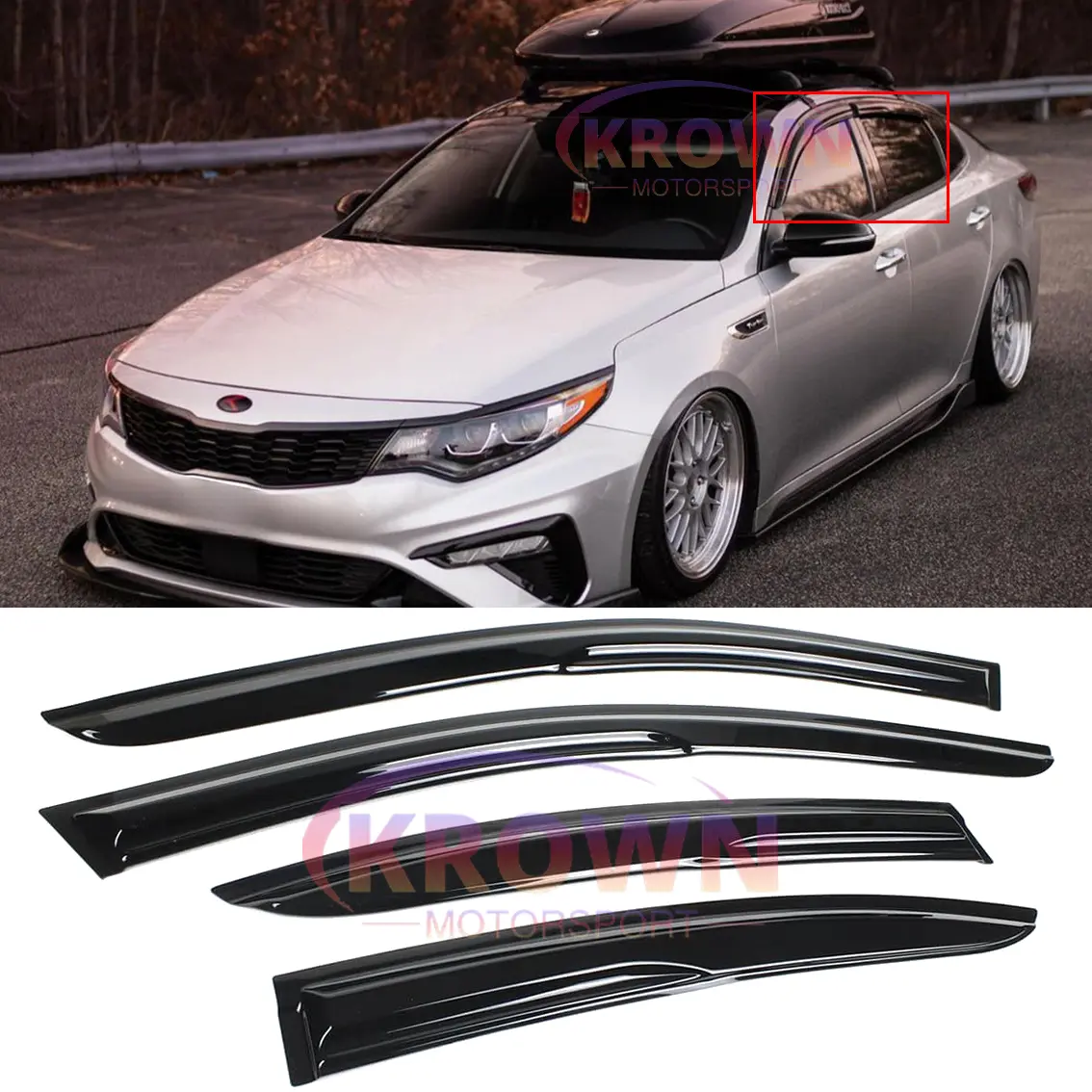 FOR 2016-2020 KIA OPTIMA K5 3D WAVY MUGEN STYLE WINDOW VISOR DEFLECTOR RAIN GUARD