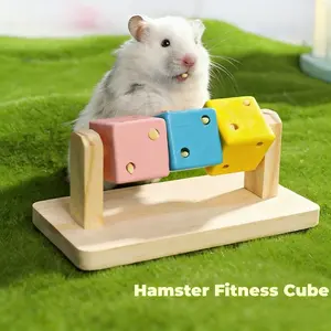 Wood Hamster Play Cube, Interactive Exercise Toy, Cage Habitat Decor & Durable Chew Supply