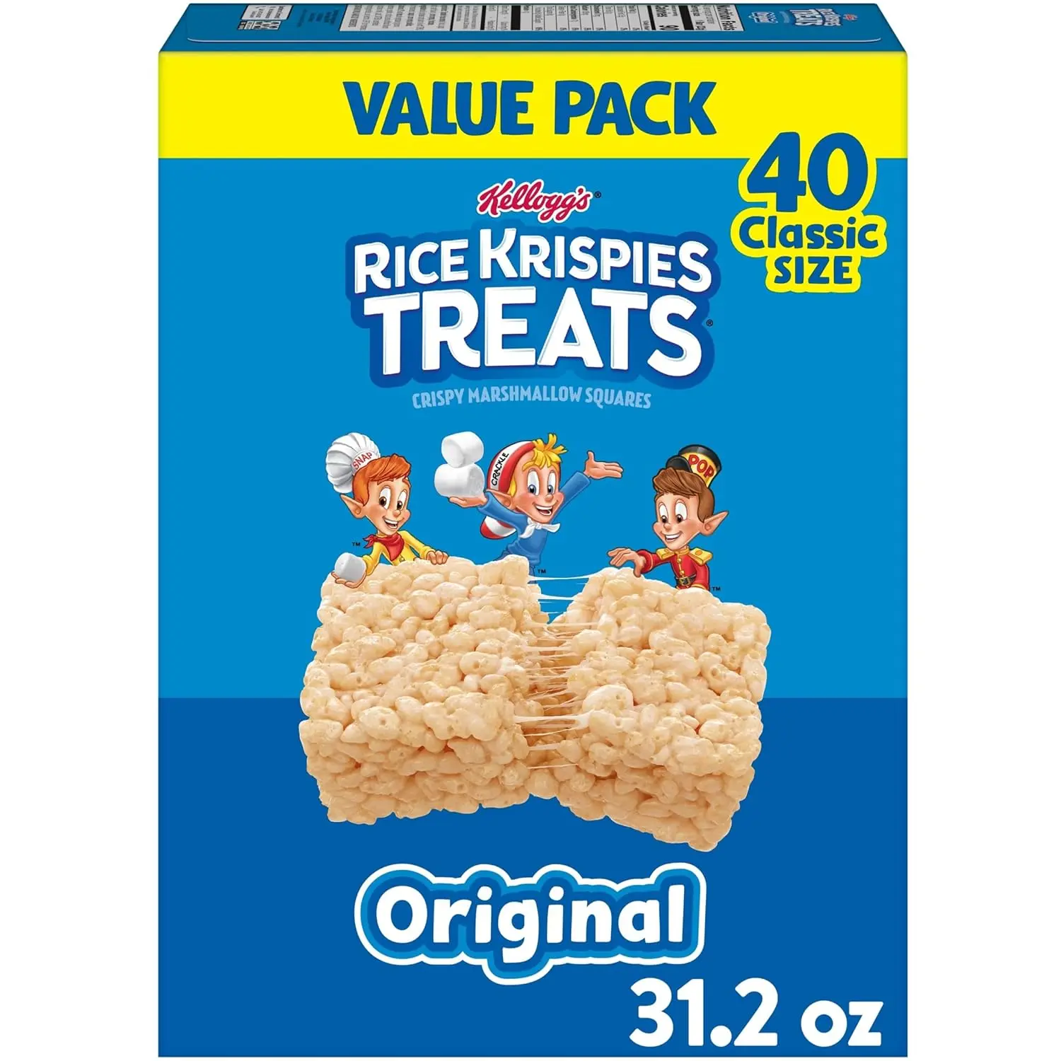 Treats Crispy Marshmallow Squares, Kids Snacks, Cereal Bars, Original, 31.2oz Box (40 Bars) Treats Crispy Marshmallow Squares, Kids Snacks, Cereal Bars, Original, 31.2oz Box (40 Bars)
