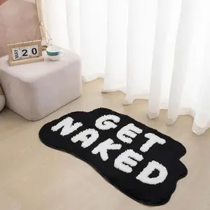 Get Naked Bath Mat Black 16x27Inch Soft Microfiber Non-Slip TPR Backing Absorbent Laundry Room Mat Gift