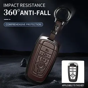 For Ford Key Fob Cover Leather Car Explorer Mustang Fusion Escape F150 F250 F350 F450 F550 Key Case Car Key Accessory Car Key Protector Car Remote Key Key Fob Shell