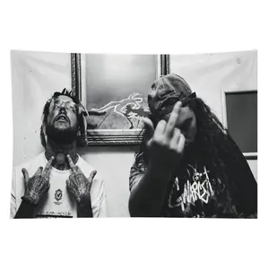 Suicideboys Rap Tapestry Wall Hanging, 60x40in Double-Sided Vintage Wall Art with Brass Grommets, Man Cave Decor, Hip Hop Music Gift