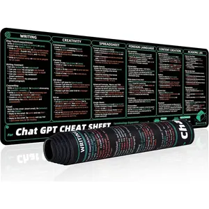 Commands Shortcuts  Pad for ChatGPT-80x30x0.2 cm Extended Large Cheat Sheet Mousepad PC Office Spreadsheet Keyboard  Mat Non-Slip Stitched  0447