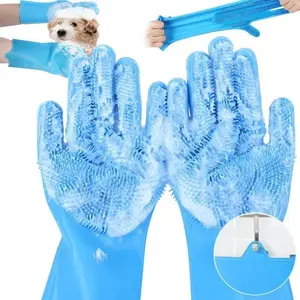 Dog Accessories for Pet Grooming Pet Bath Shampoo Massage Pet Hair Removal Silicone Gloves Kitchen Cleaning Baby-Grade Material for Microwave Steamer Safe Cooking Supply Tools Bakeware Oven With High Density Teeth 10mm Brush Thickened