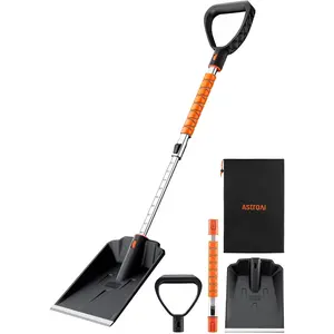 Lightweight Snow Shovel for Car, Extendable Snow Shovel with Thickened Aluminum Handle and Blade, Portable and Multifunctional for Driveway, Cars, Snowmobiles, Camping and Emergency