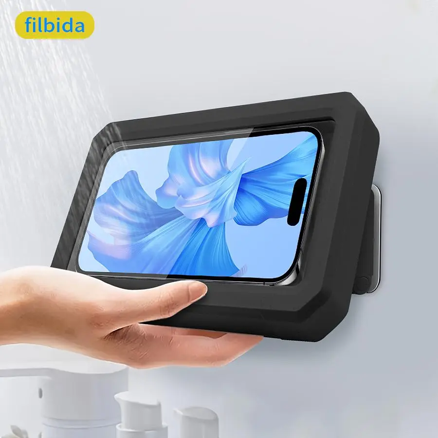 Rotatable Waterproof Phone Holder, Wall Mounted Shower Phone Holder, Phone Shower Case, Cell Phone Stand