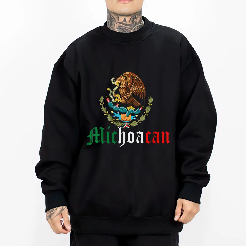 Michoacan Mex Mexican Art Chicano Chicana Clothing Clothes Lowrider Oversized Graphic Tee Medium Heavy Sweatshirt Hoodie for Men Women s-5xl 1510 Unisex Loose Fit Crewneck Long Sleeve Tops