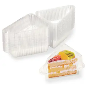 50Pcs Thicken Individual Cake Slice Containers,5 Inch Pie Slice Containers Disposable,Individual Cheesecake Containers,Plastic Boxes for Take Out Packaging, Bakery and Cafe Cake Carriers
