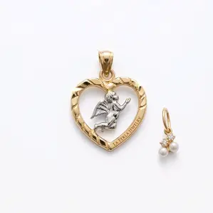 Elegant Heart Pendant with Angel Charm for 3mm Chains - LatteLa Jewelry