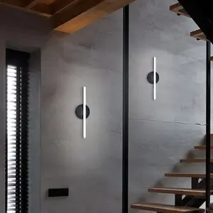 Minimalist LED Wall Light, Three-Tone Dimmable Strip, Matte Metal Silicone Shade, Living Room Corridor Hallway Background Decor Lamp