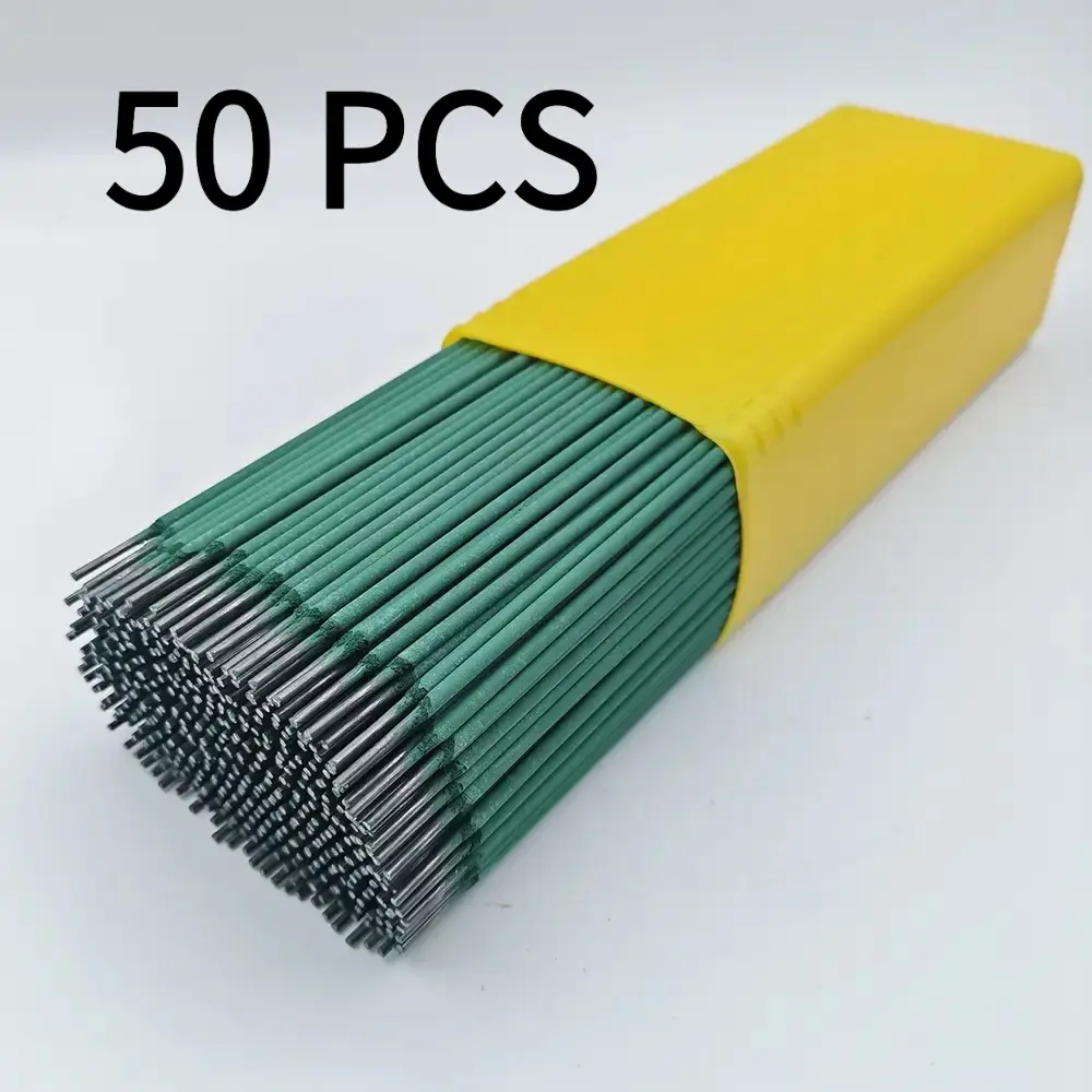 Green Carbon Steel Welding Rods, 50-Piece Set, 0.078-Inch (2.0mm) Diameter, 11.8-Inch (30cm) Length, Wear Resistant, for Thin Iron Sheets, Galvanized Square Tubes & Round Pipes, Welding Accessories