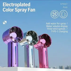 New Electroplated Handheld Spray Mini Fan USB Rechargeable Portable Desktop Quiet High-Power Outdoor Fan