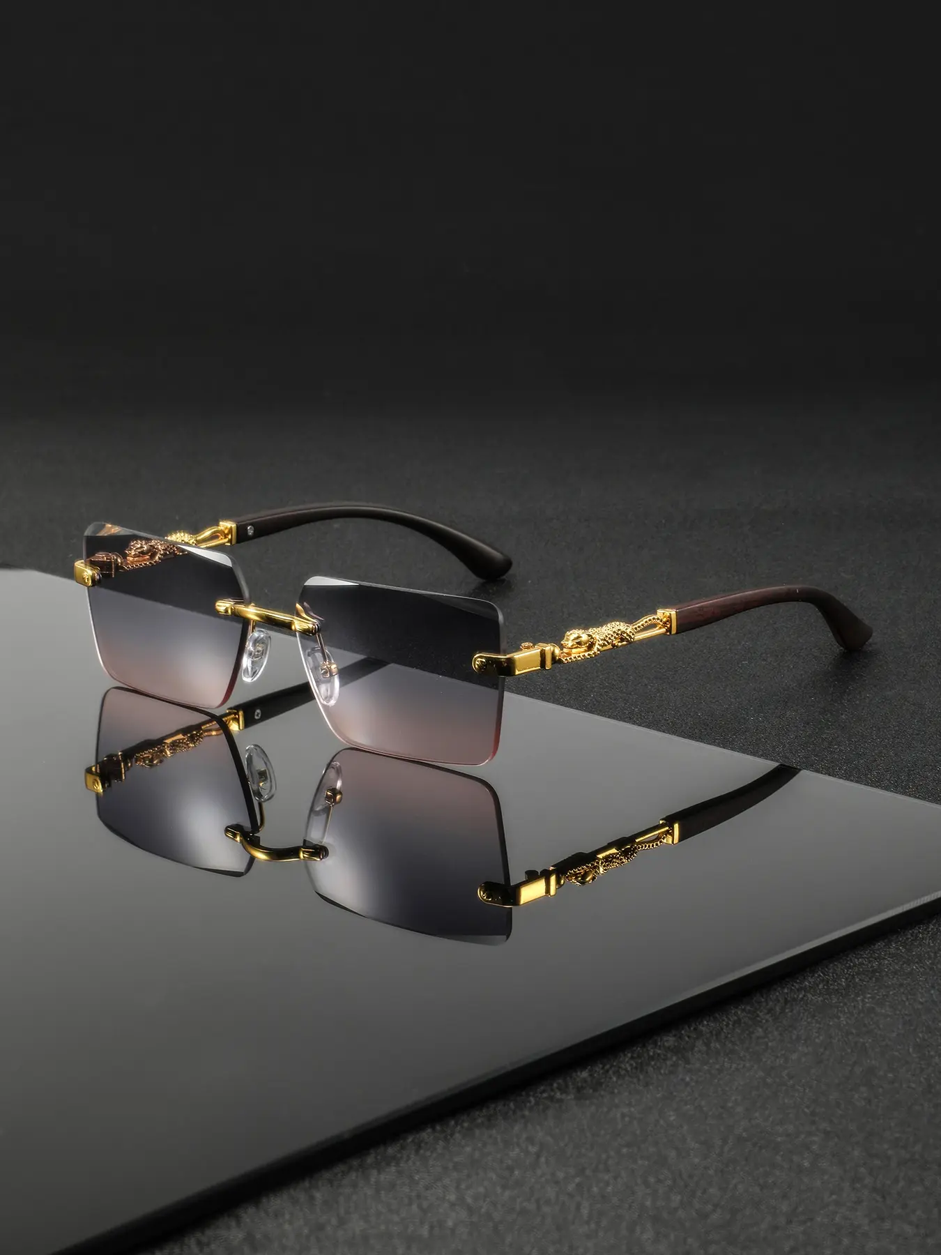 Men's Metal Square Frameless Retro Casual Glasses, High-End Elegant Versatile Design, Stylish Eyewear for Everyday Wear, Classic Shades, Fashion Glasses