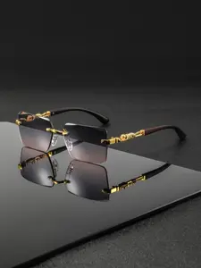 Men's Metal Square Frameless Retro Casual Glasses, High-End Elegant Versatile Design, Stylish Eyewear for Everyday Wear, Classic Shades