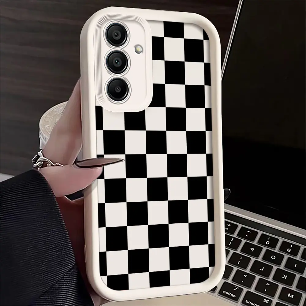 Checkered Pattern 2D Printed Soft TPU Silicone Smartphone Casing - Shockproof Handheld Cellphone Cover with Raised Edges, Compatible with Samsung Galaxy S26 S25 S24+ S23 S22 S21 Ultra FE Note20 A54 A53 A52 A36 A35 A34 A33 A17 A16 A15 A14 A13 Devices, Acce