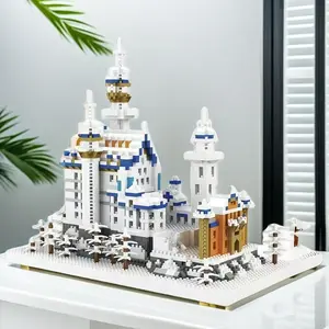 World Architecture Building Blocks Set, Snow Scene Lake Castle Sacred Heart Church Model DIY Toy, Creative Building Block, High Difficulty Large Scale Construction Kit
