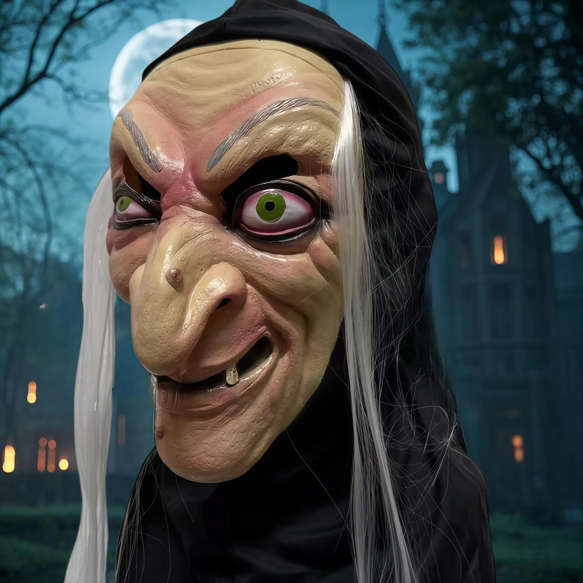 Scary Old Witch Mask, 1 Count Full Face Cover Horror Halloween Cosplay Costume, Adult Party Face Masks, Party Prop, Party Supplies